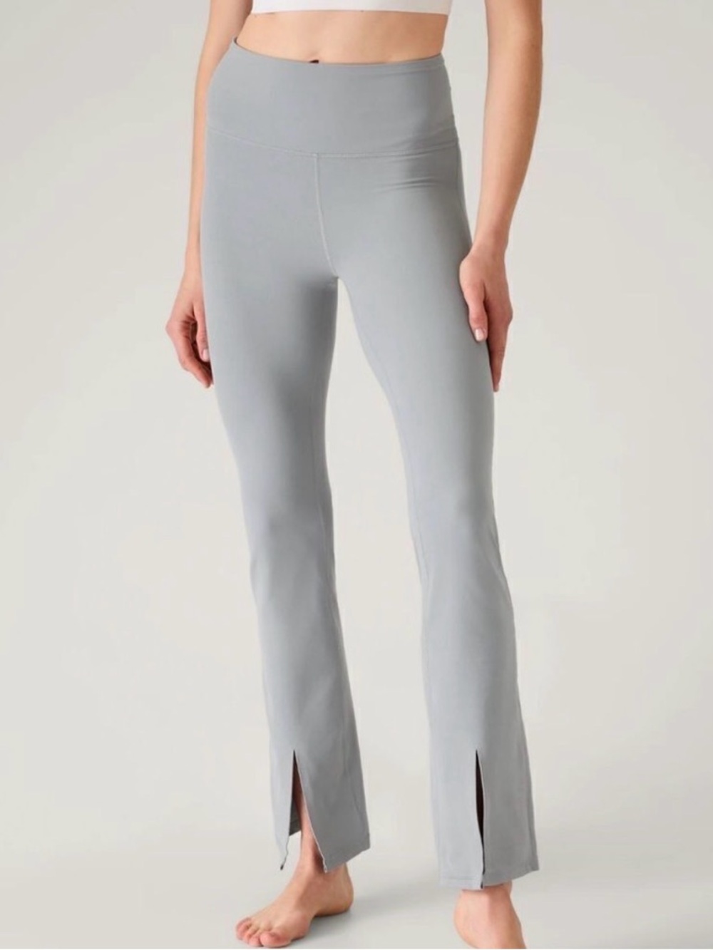 Athleta Elation Split Flare Pants in Storm Cloud Sz M